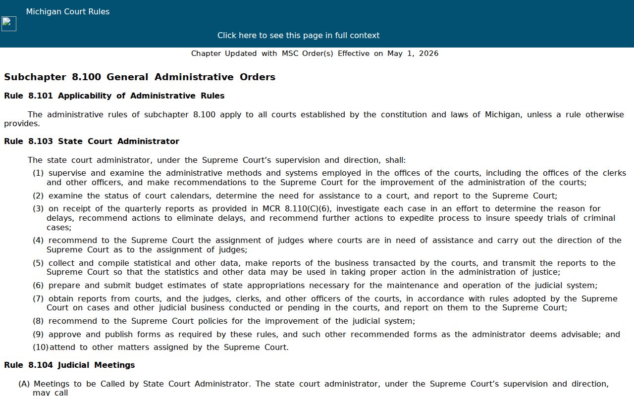 Iosco County docket search record-access rules reference