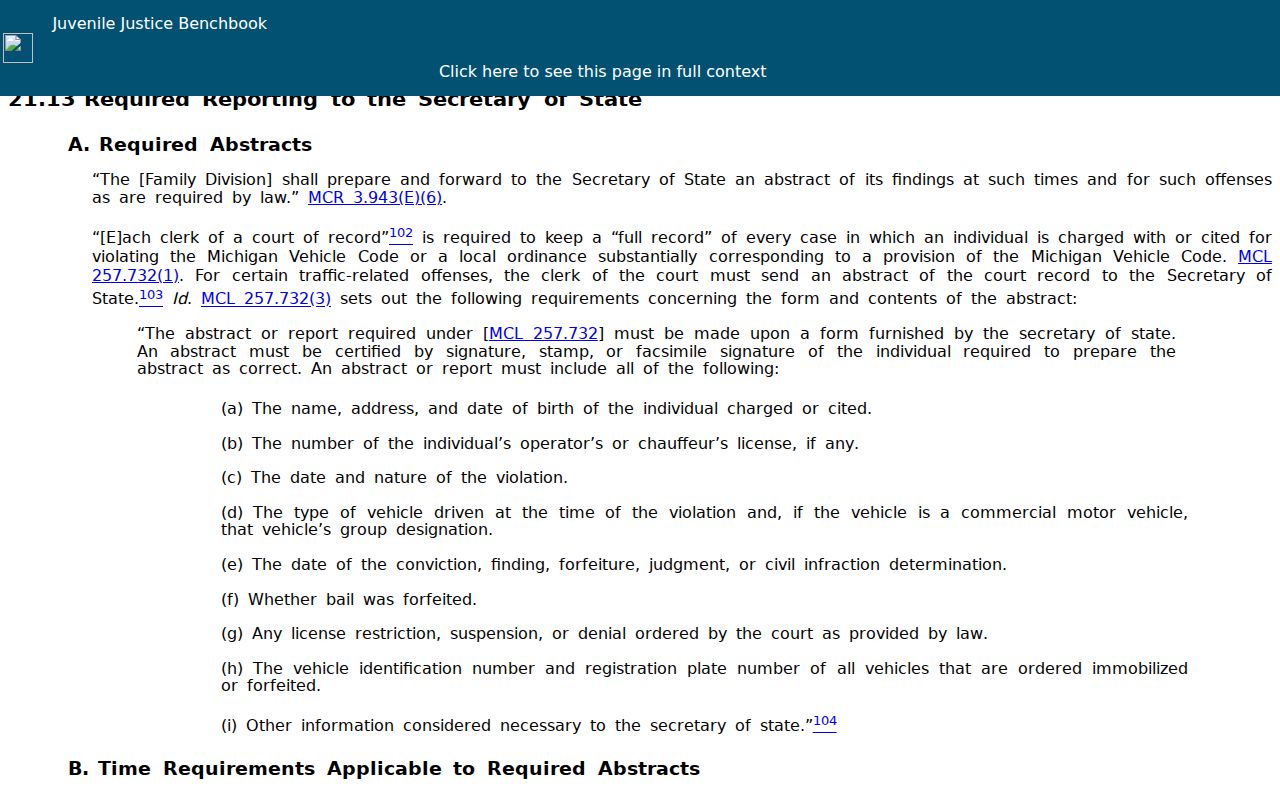 Iosco County traffic court record abstract reporting guidance